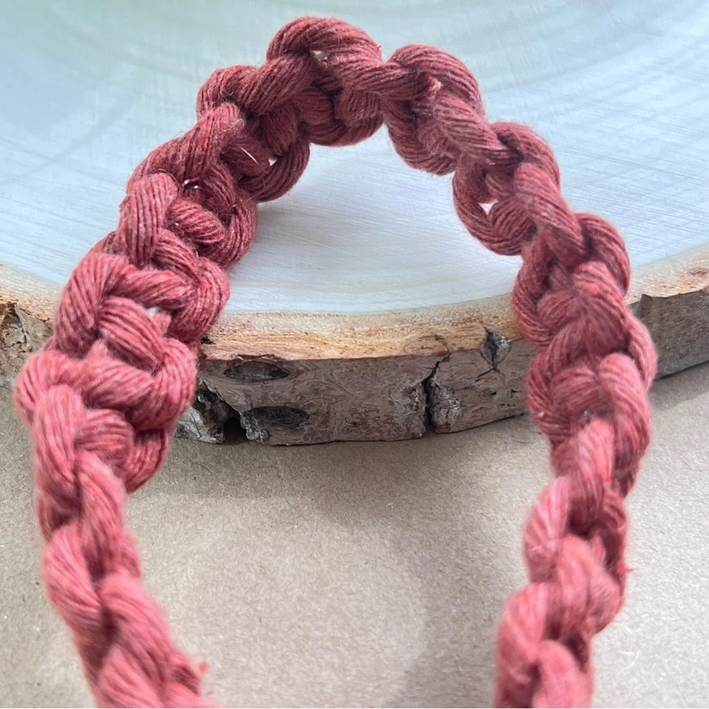 Boho Handcrafted Macrame Wristlet Brick color Keychain